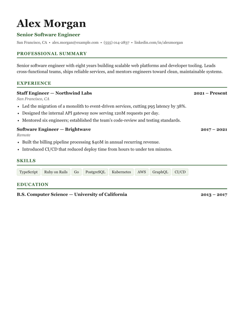 Translated resume with preserved layout